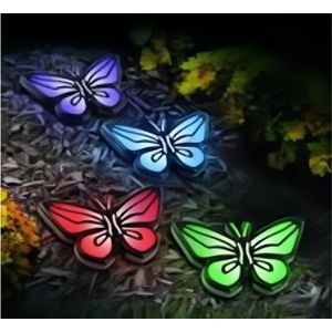 Set of Solar Butterfly Lights Multi coloured LED 2 functions 9x6.7x9.6cm