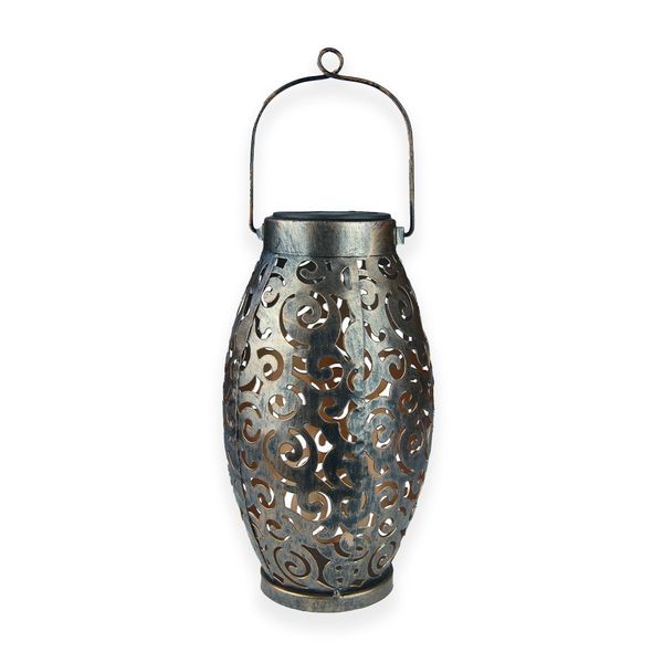 Copper Solar Lantern with warm white flashing lights 24cm