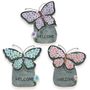3 Asstd Butterflies on Rock with Solar Light H18cm. Pink, Blue or Purple