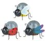 3 Asstd Crackled Glass Solar ornaments H14.5cm. Ladybird, Dragonfly or Bee