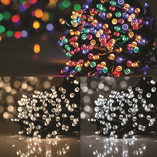 200 Solar Fairy Lights 20.9m 2 functions 3 Asst, Warm white, White, Multi