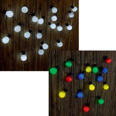 20 Solar Bulb String Lights 4.8m 2 functions, 2 Asst White & Multi