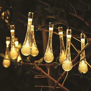 50 Solar Waterdrop String Lights 5.9m  2 functions Warm White