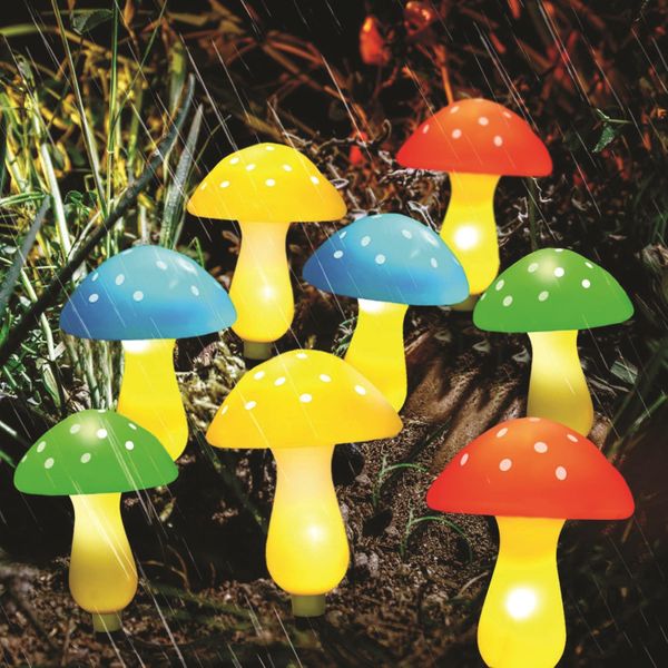 Set of 8 Multi colour Mushroom Solar String Lights 4.1m 2 functions