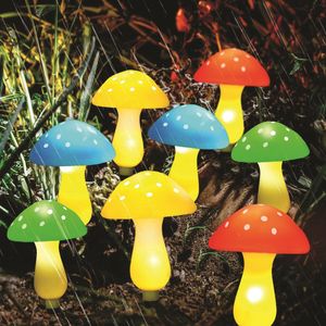 Set of 8 Multi colour Mushroom Solar String Lights 4.1m 2 functions