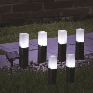 6 Piece Ratten Pathway lights 3m Battery powered with 2 functions