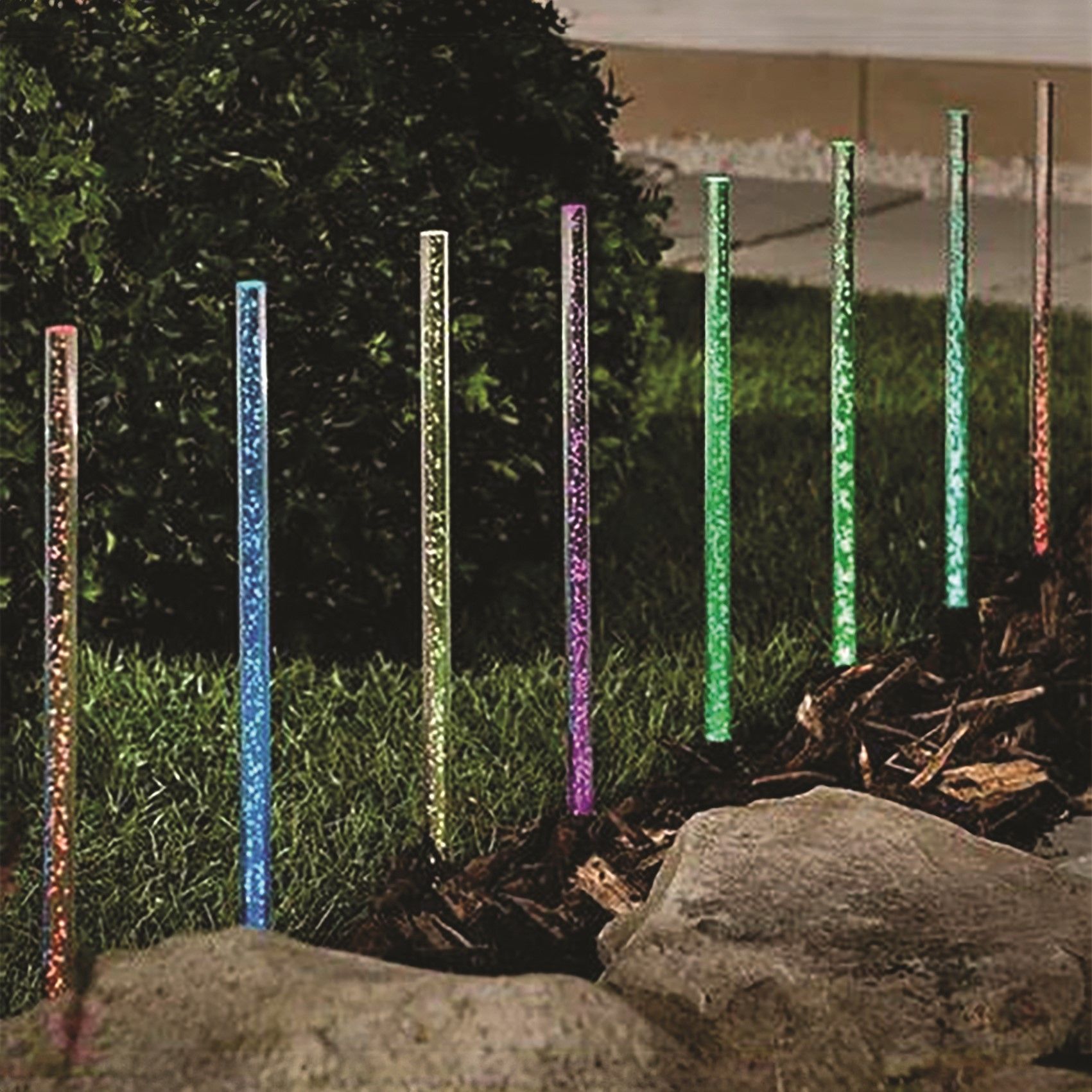 Set of 8 Solar Bubble Pathway lights. 2 Functions 40cm inc stake.