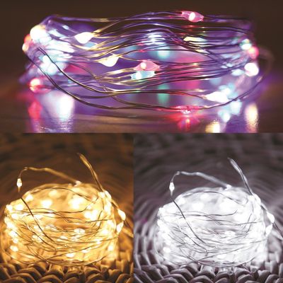 200 Solar Copper Wire String Lights 1m with 2 Functions. 3 Asst cols
