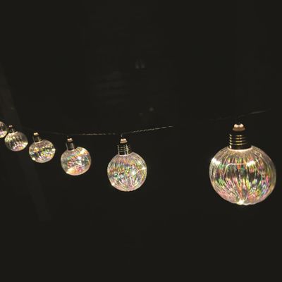 Set of 10 Warm White LED Solar Rainbow String lights 3.8m 2 Functions. Bulb 8cm