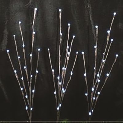 3 Twig Pathway lights 20 bulbs each H60cm 2 Functions White Light Battery