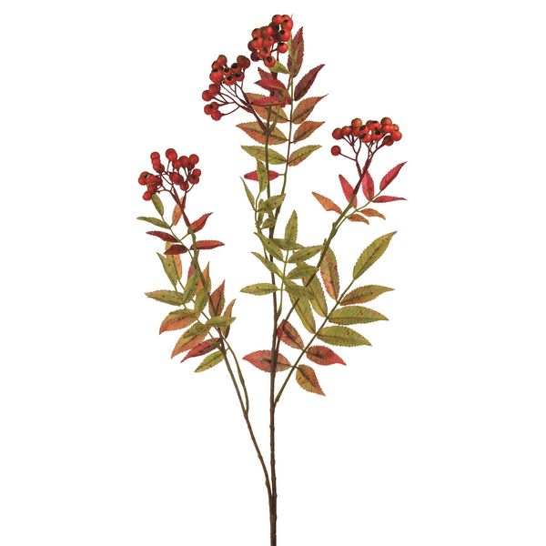 Berry Leaf Spray Orange 84Cm