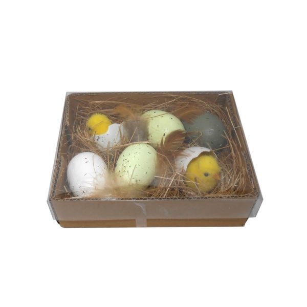 Box of 6 eggs with chicks 18x14x5cm