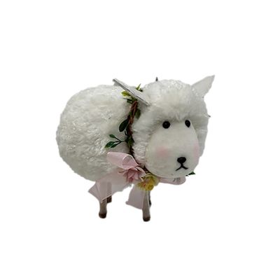Standing Sheep with pink bow 17cm