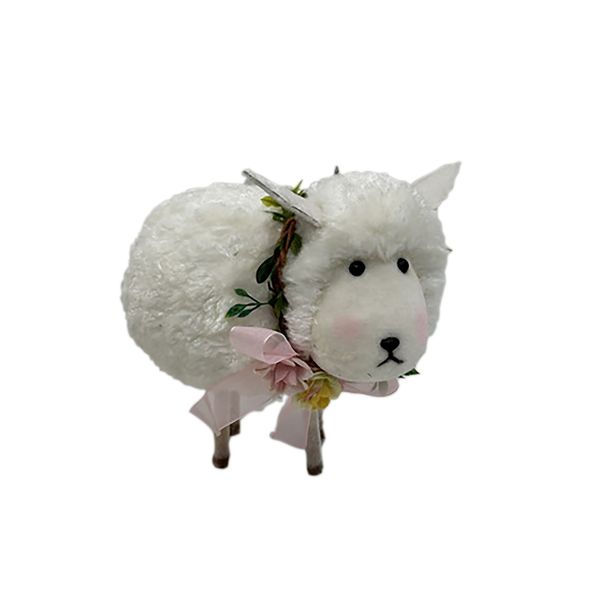 Standing Sheep with pink bow 17cm