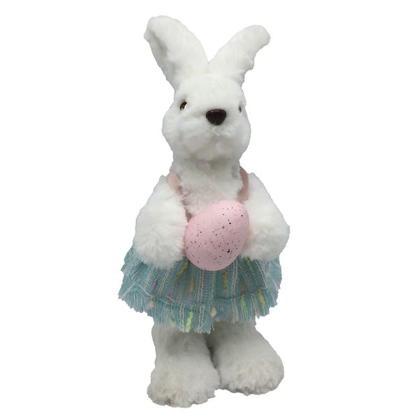 White Rabbit holding a pink egg 13x11x30cm
