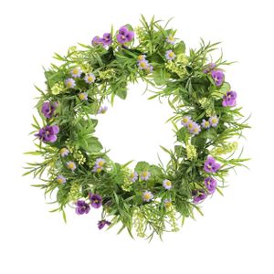 30cm Pansy/Daisy Wreath Purple