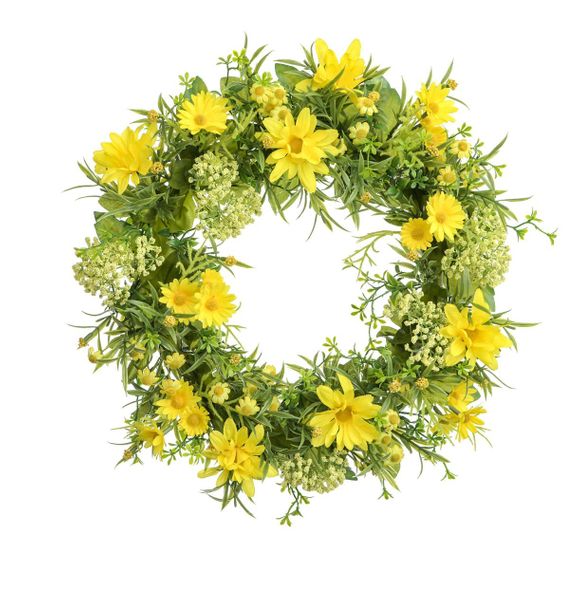 38cm Daisy Wreath Yellow