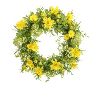 38cm Daisy Wreath Yellow