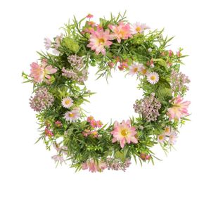 38cm Daisy Wreath Pink