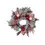 Snowy Wreath with Berries and Red/White Baubles 24"