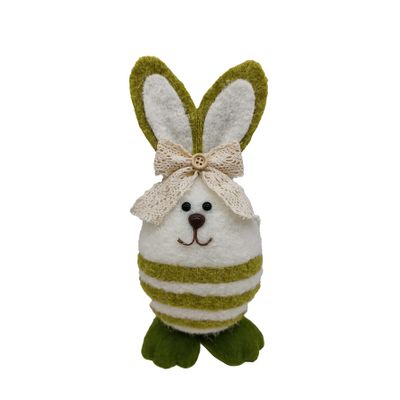 Green Stripey Bunny with bow 10x8x22cm