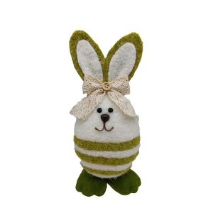 Green Stripey Bunny with bow 10x8x22cm