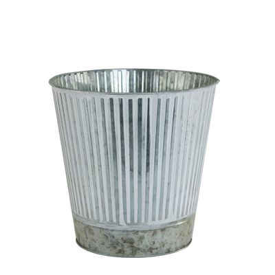 Whitewash Zinc Bucket with Silver Base