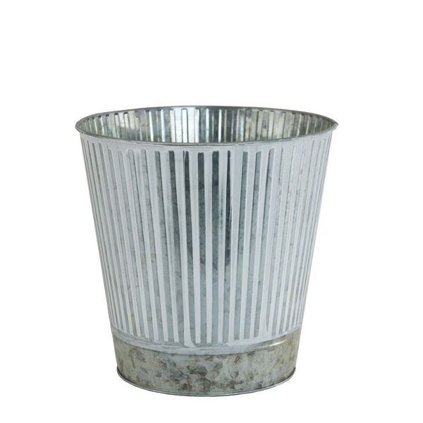 Whitewash Zinc Bucket with Silver Base