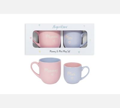Hugs & Kisses Mummy And Mini Gift Mug Set.