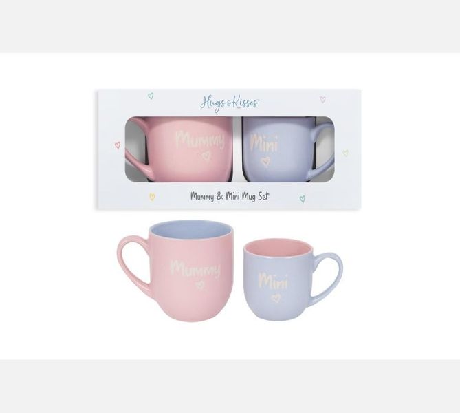 Hugs & Kisses Mummy And Mini Gift Mug Set.