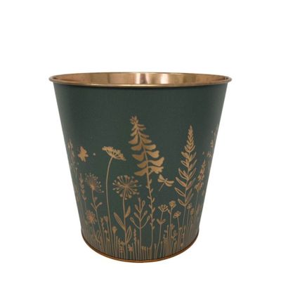 Dark Green Wild Flowers Zinc Pot