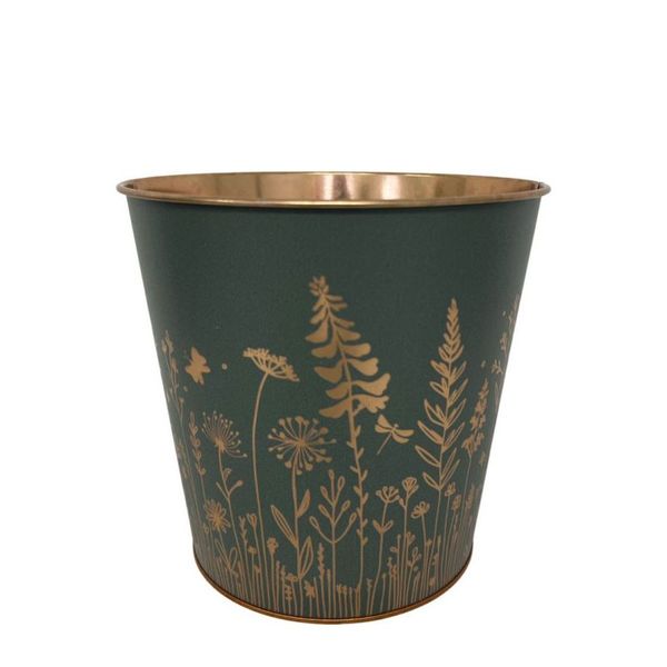 Dark Green Wild Flowers Zinc Pot