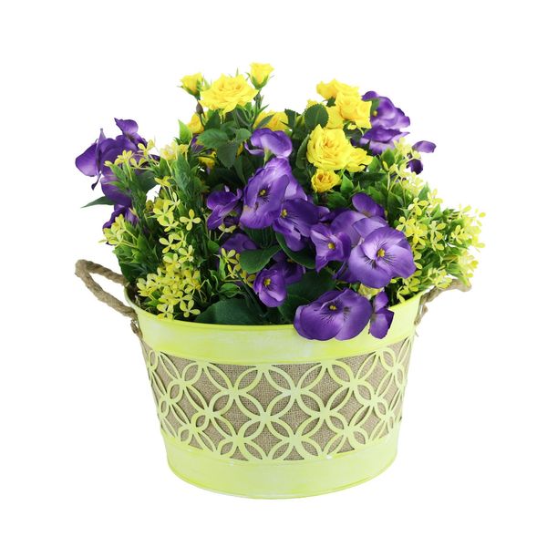 Rose Pansy  Yellow  Zinc Planter 