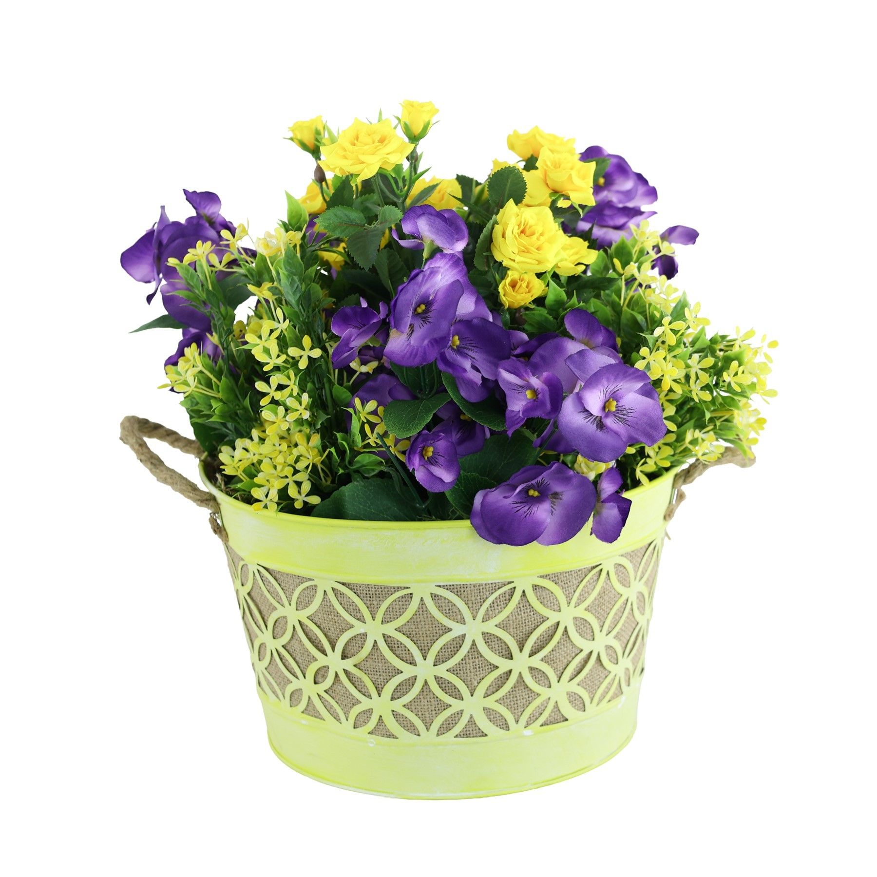 Rose Pansy  Yellow  Zinc Planter 