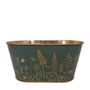 Dark Green Wild Flowers Oval Zinc Planter