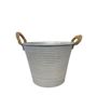 Grey Antique Ribbed Zinc Pot with Rope Handles