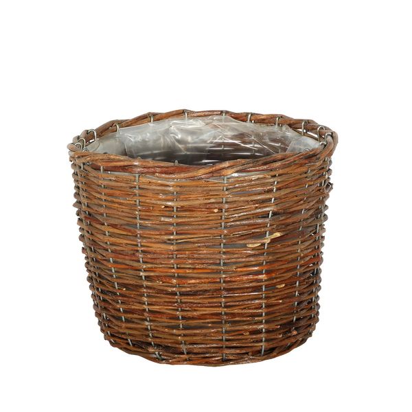 24cm X-Large Round Planter. Natural Unpeeled Whole Willow (10)