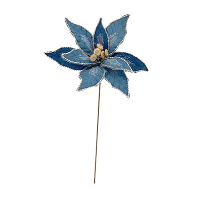 Poinsettia Stem Blue 52cm