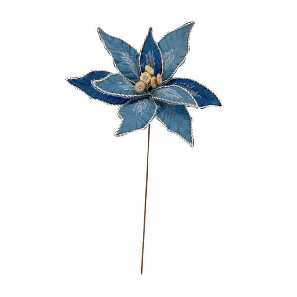 Poinsettia Stem Blue 52cm