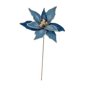 Poinsettia Stem Blue 52cm