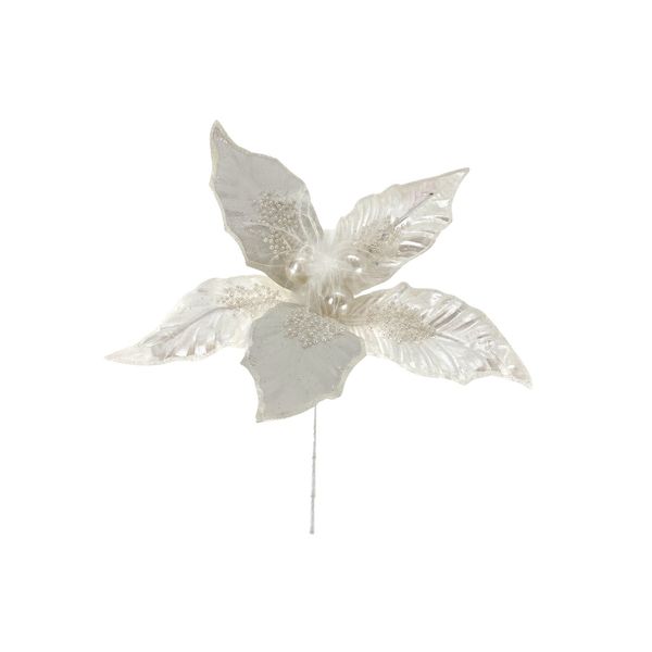Poinsettia Stem White 26cm