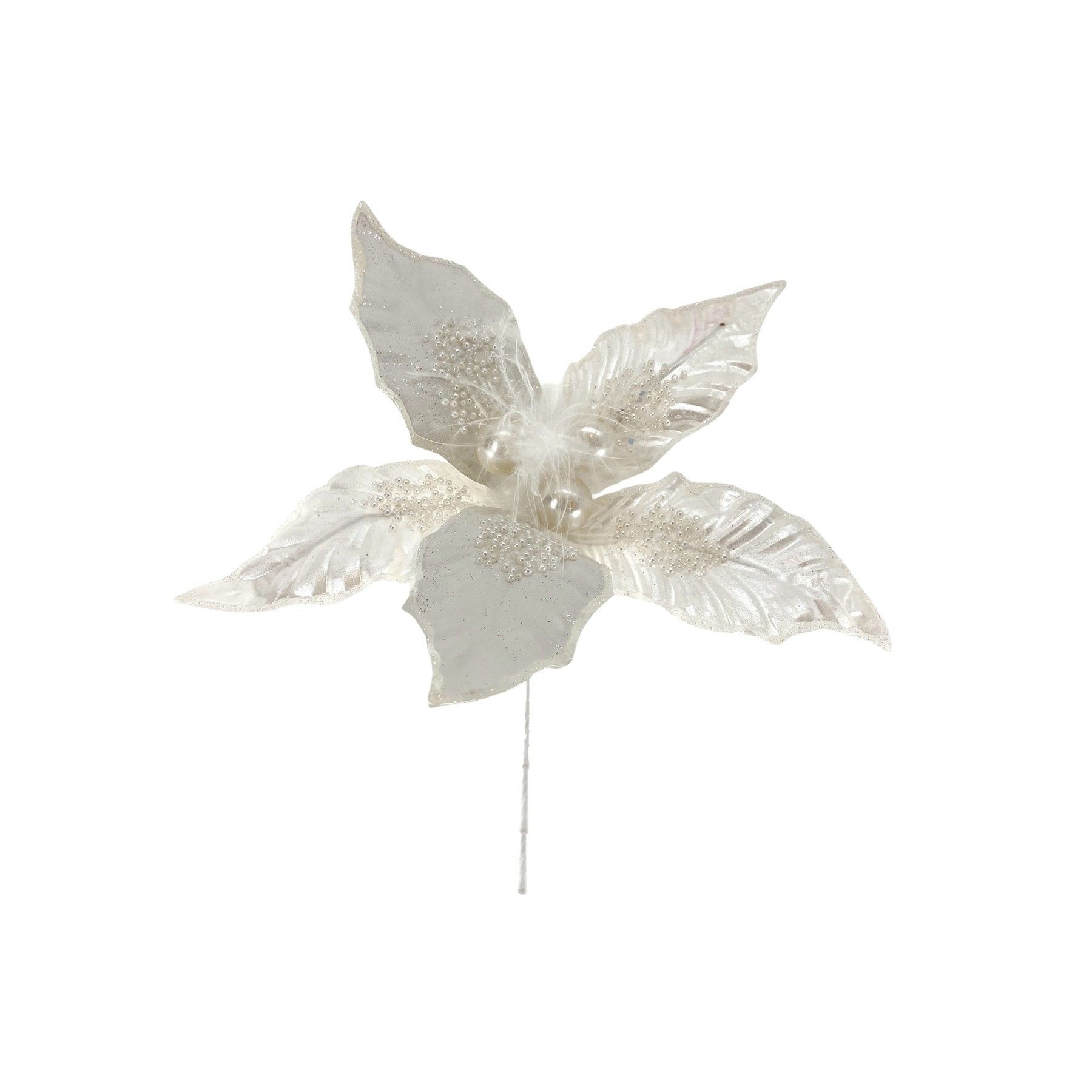 Poinsettia Stem White 26cm
