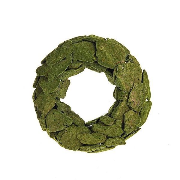 Flocked Bark Wreath Green