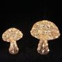 Mushrooms set of 2 Gold warm wht LED H40cm & H30cm mains powered weatherproof 