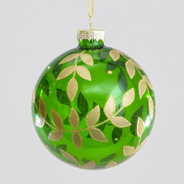 8cm Glass Leaf Pattern Ball 