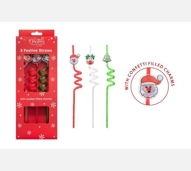 Christmas Jumbo Flexible Straws