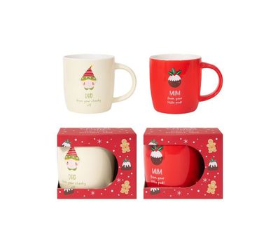 Christmas Elf & Pud Mugs (Assorted Designs)
