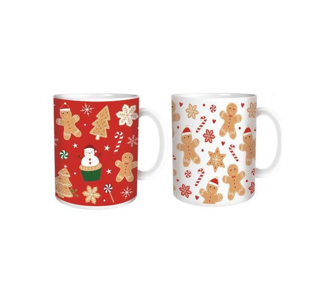 Red & White Christmas Gingerbread Mugs (Assorted Designs)