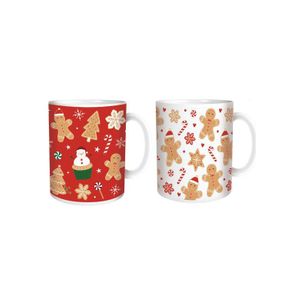 Red & White Christmas Gingerbread Mugs (Assorted Designs)