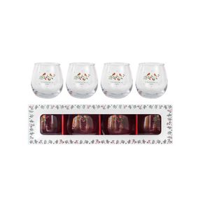 Set of 4 Christmas Robin Drinking Glasses